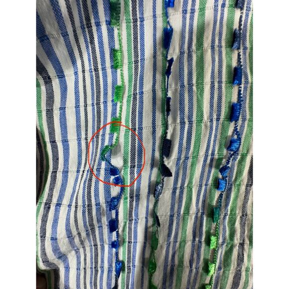 Alfred Dunner Greenwich Circle Shirt Size 12 Eyelash Threads Striped Blue‎ Green - Picture 11 of 11